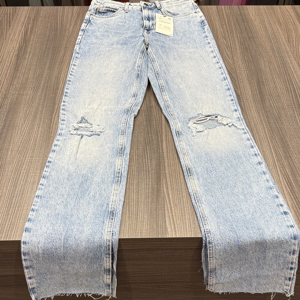 Zara Faded Blue Straight Leg Jeans